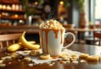 découvrez le délicieux café caramel-banane, une création inspirée par l'univers de donkey kong, chez pixels coffee à nantes. une expérience gustative unique qui allie douceur et énergie, parfaite pour les fans de jeux vidéo et les amateurs de café.