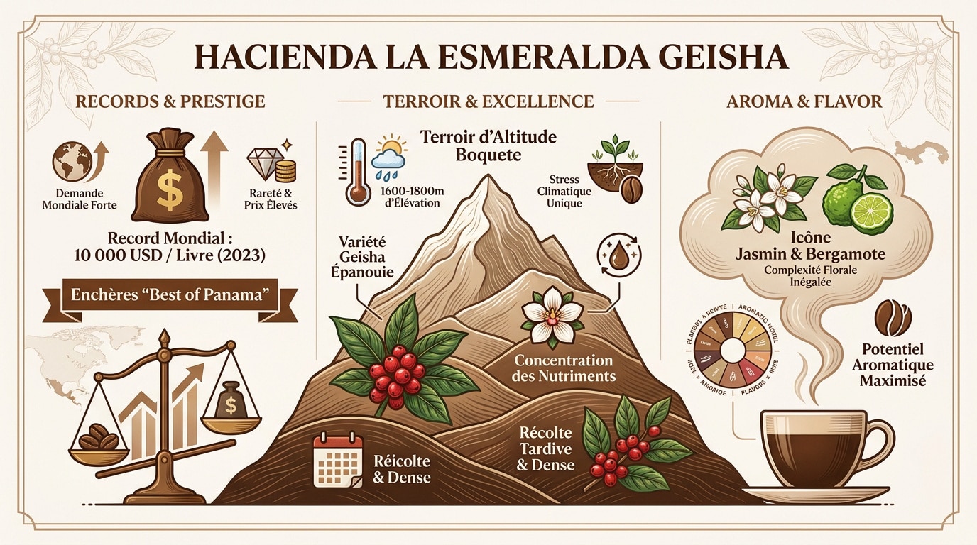 Plantation de café Geisha à l'Hacienda La Esmeralda au Panama en haute altitude