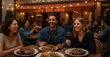 au café des arts, profitez de soirées animées avec un menu savoureux proposant ribs, poulets et entrecôtes. une ambiance conviviale pour des repas délicieux entre amis ou en famille.