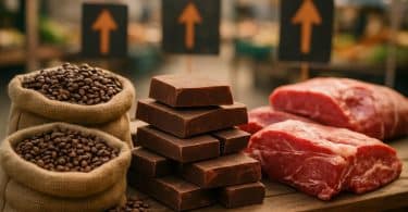 découvrez comment la hausse des prix alimentaires impacte particulièrement le café, le chocolat et la viande, avec une augmentation moyenne de 1,7% sur un an.