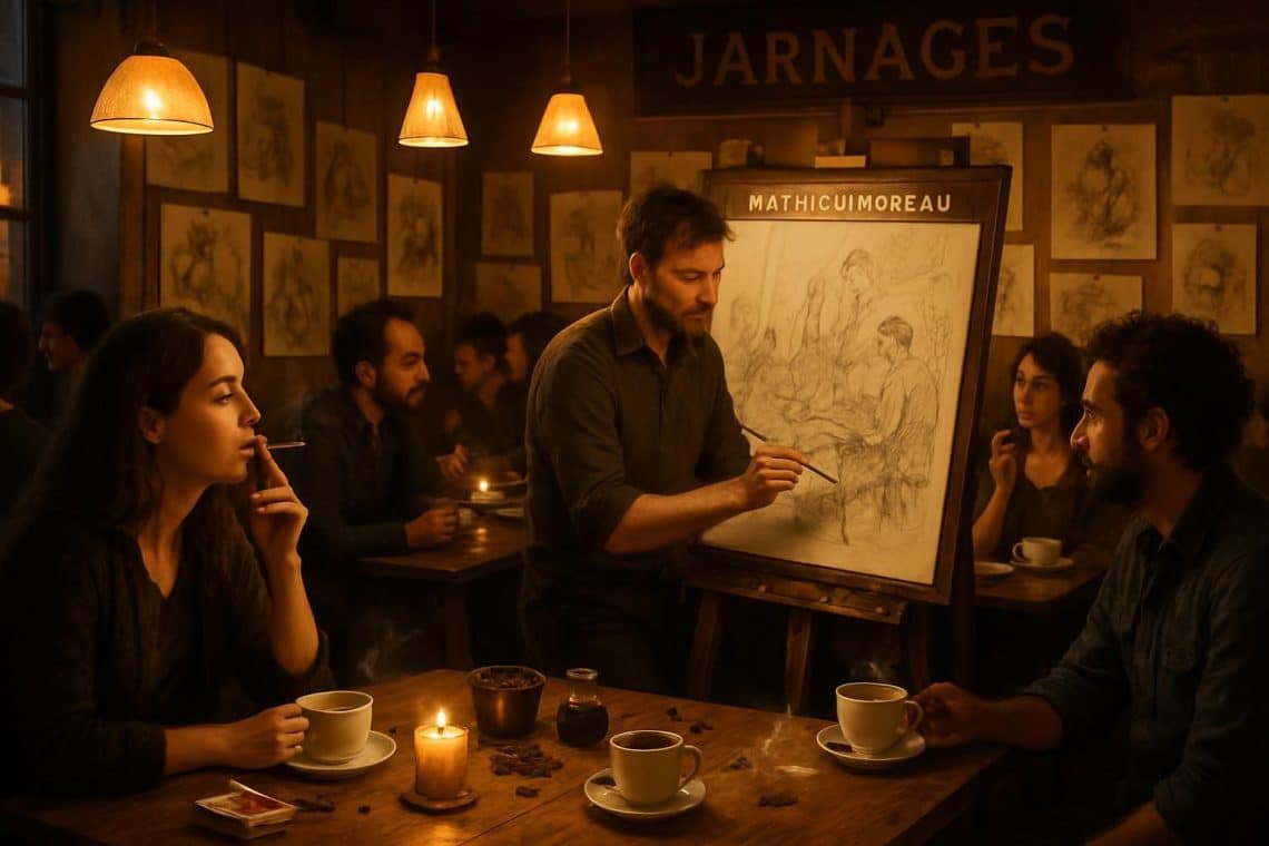 vivez une soir&eacute;e immersive unique &agrave; jarnages avec coffees & cigarettes, accompagn&eacute;e des dessins en live captivants de mathieu moreau. une exp&eacute;rience artistique &agrave; ne pas manquer !