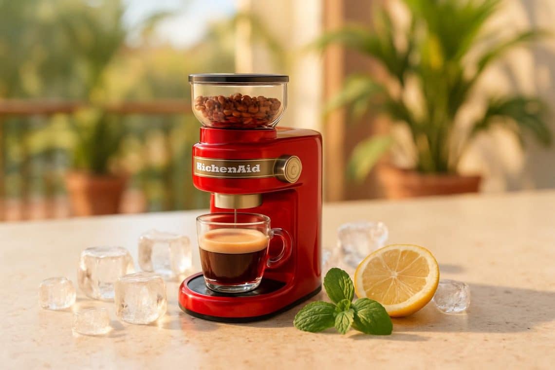 d&eacute;couvrez l'innovation estivale de kitchenaid qui miniaturise ses machines &agrave; caf&eacute; &agrave; grains, alliant design compact et performances exceptionnelles pour savourer un caf&eacute; parfait o&ugrave; que vous soyez.