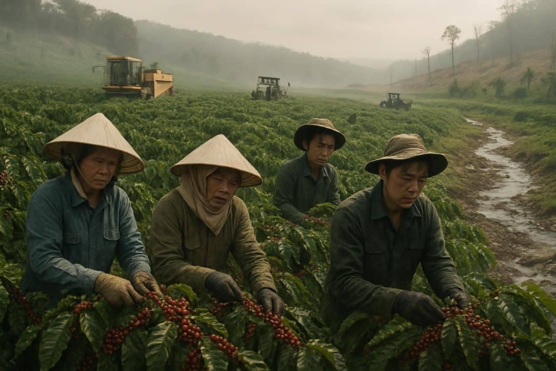 d&eacute;couvrez l'impact environnemental et social de la production massive de caf&eacute; vietnamien, un secteur cl&eacute; aux enjeux colossaux pour le pays et la plan&egrave;te.
