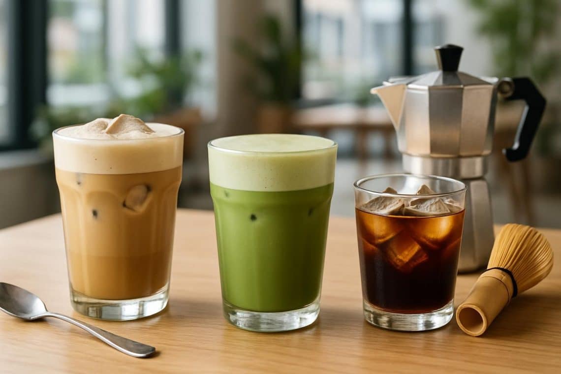 d&eacute;couvrez l'essor du caf&eacute; froid, ses origines fascinantes et explorez les diff&eacute;rentes vari&eacute;t&eacute;s populaires comme le latte glac&eacute;, le matcha froid et l'espresso glac&eacute;.