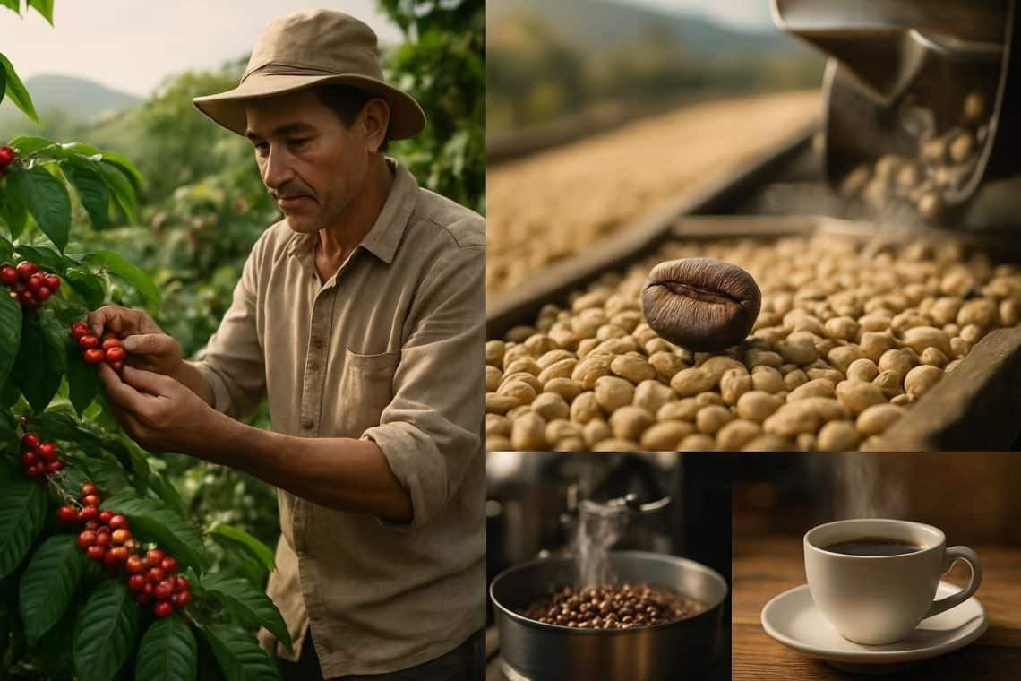 découvrez le fascinant parcours d'un grain de café, de sa plantation jusqu'à sa transformation en une tasse savoureuse.