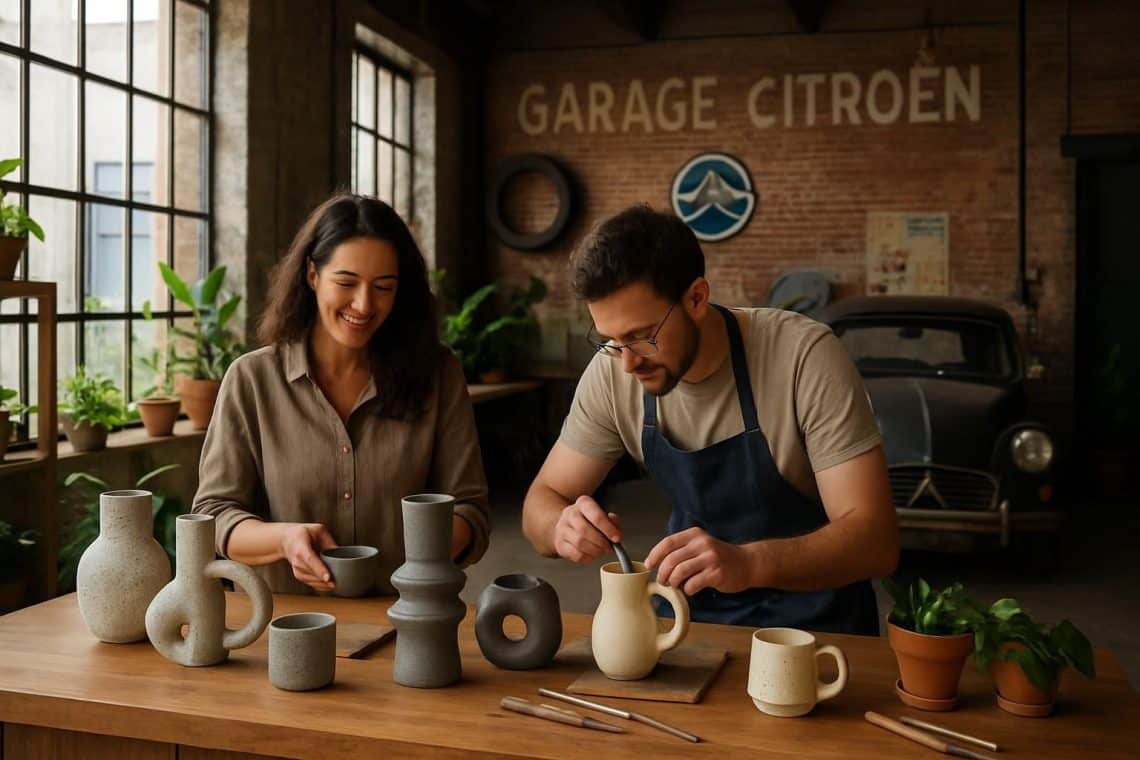 d&eacute;couvrez comment sonia et j&eacute;r&eacute;my m&eacute;tamorphosent un ancien garage citro&euml;n au c&oelig;ur d&rsquo;ang&egrave;le en un caf&eacute; c&eacute;ramique innovant, alliant art et convivialit&eacute;.