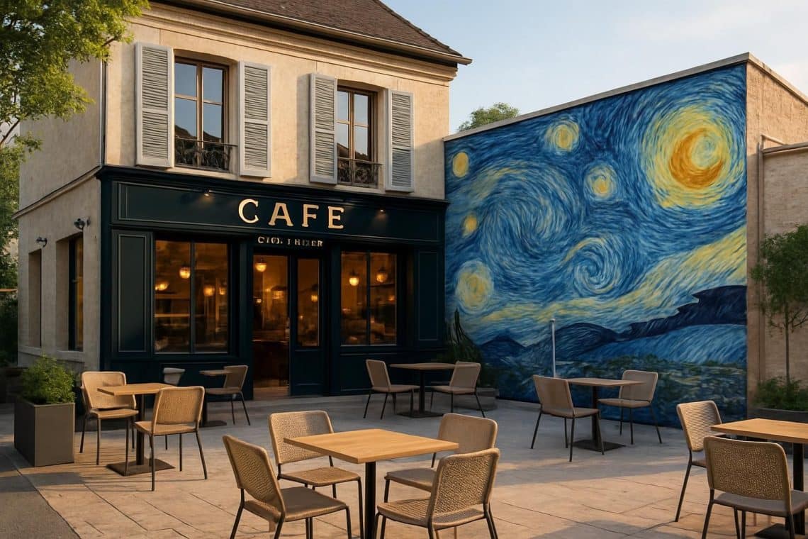 découvrez la transformation d'un café historique du val-d'oise, modernisé par de nouveaux propriétaires et orné d'une fresque unique inspirée de van gogh.