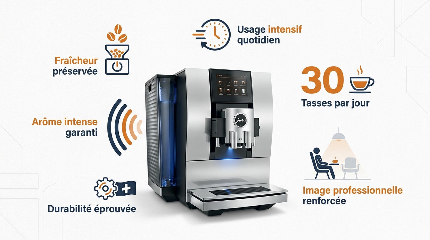 Machine à café grain Jura alliant performance technologique et design pour cabinet médical