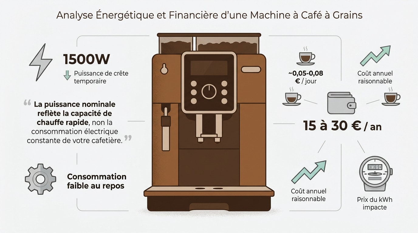 Analyse de la consommation &eacute;nerg&eacute;tique et financi&egrave;re d'une machine &agrave; caf&eacute; &agrave; grain
