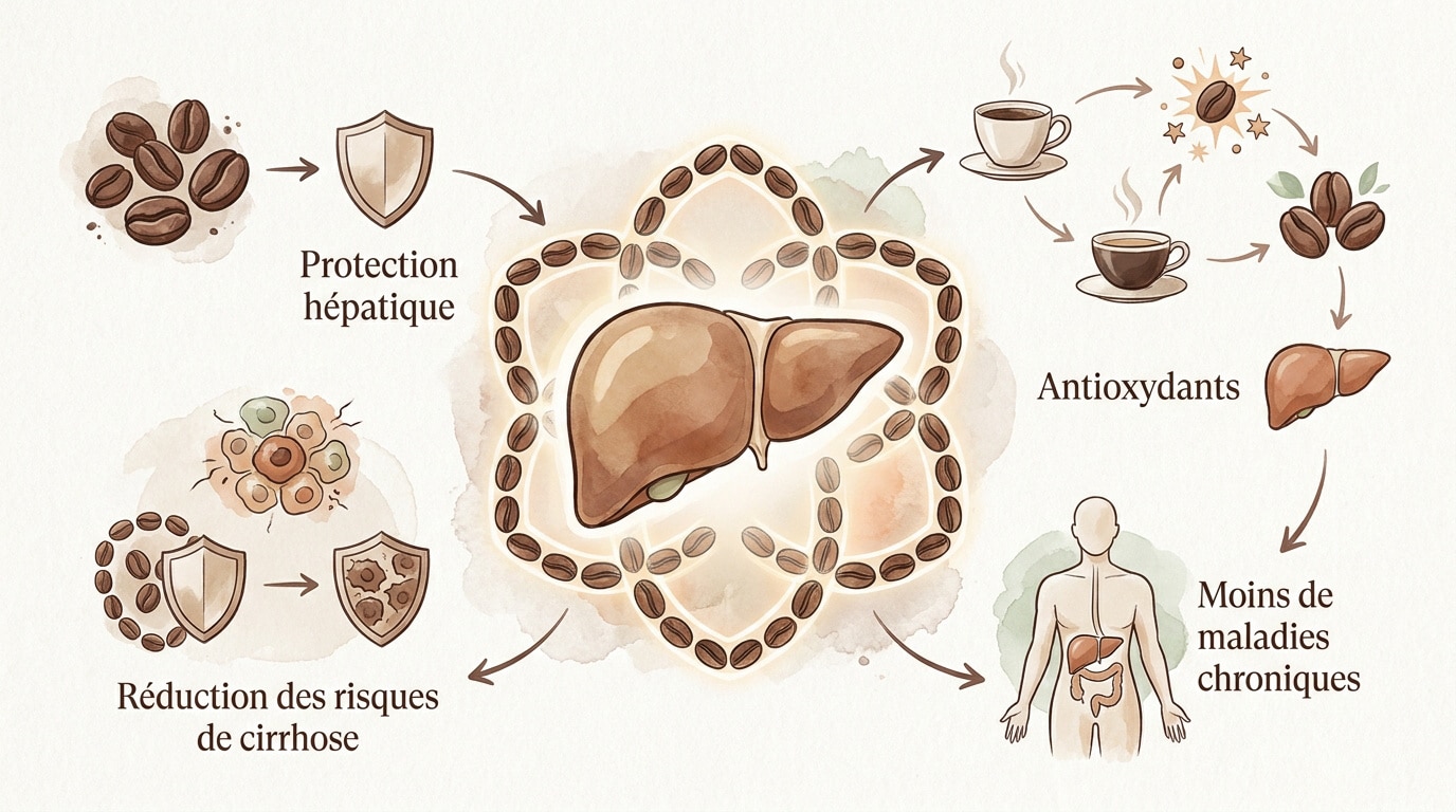 Infographie sur les bienfaits protecteurs du caf&eacute; noir pour le foie