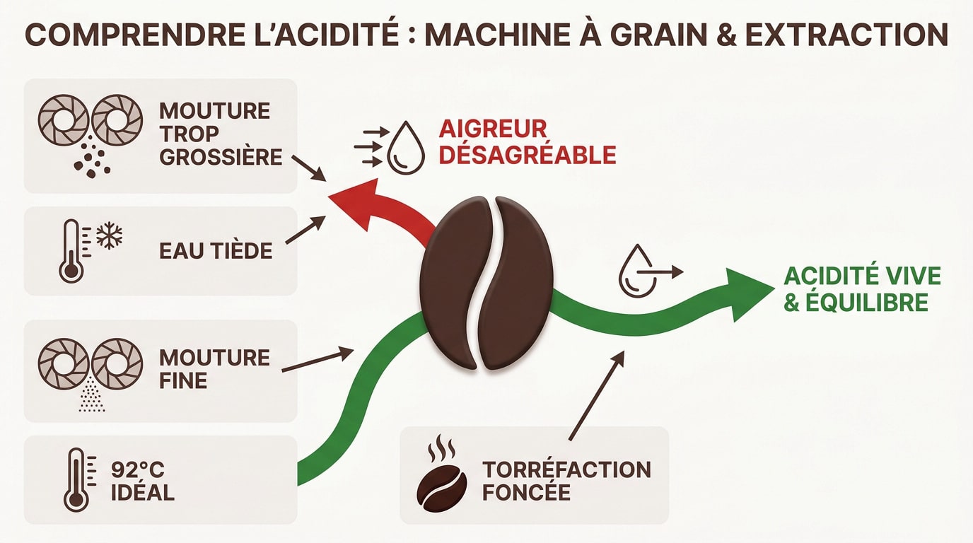 Réglage de la mouture sur une machine à grain pour éviter l'acidité