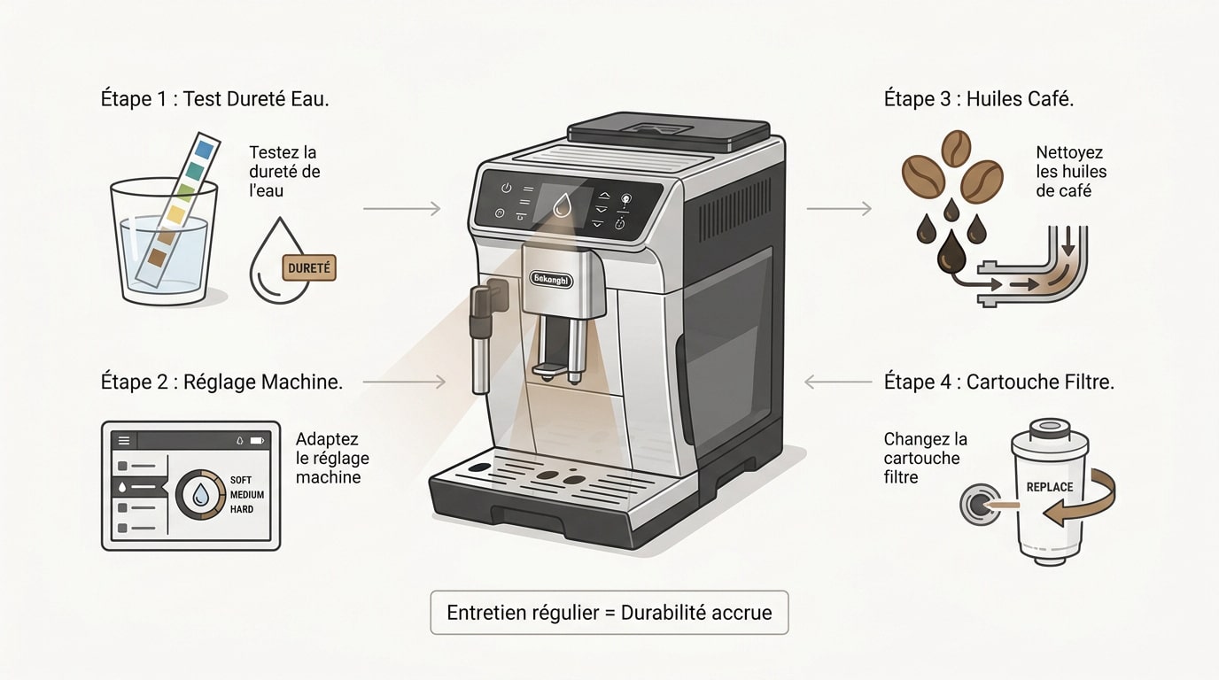 Nettoyage et entretien d'une machine &agrave; caf&eacute; &agrave; grain DeLonghi
