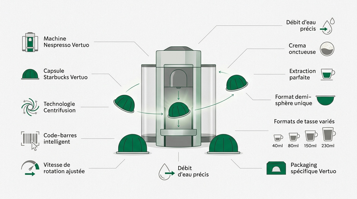 Infographie sur la compatibilit&eacute; des capsules Starbucks avec le syst&egrave;me Nespresso Vertuo