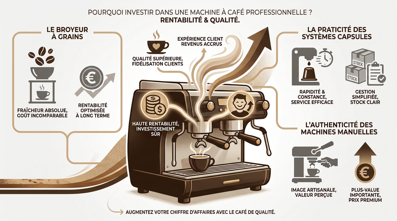 Machine &agrave; caf&eacute; professionnelle &agrave; grains pour commerce de proximit&eacute; assurant rentabilit&eacute; et qualit&eacute;