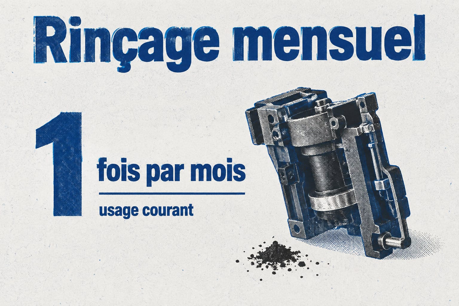 En usage courant, le groupe caf&eacute; se rince une fois par mois.